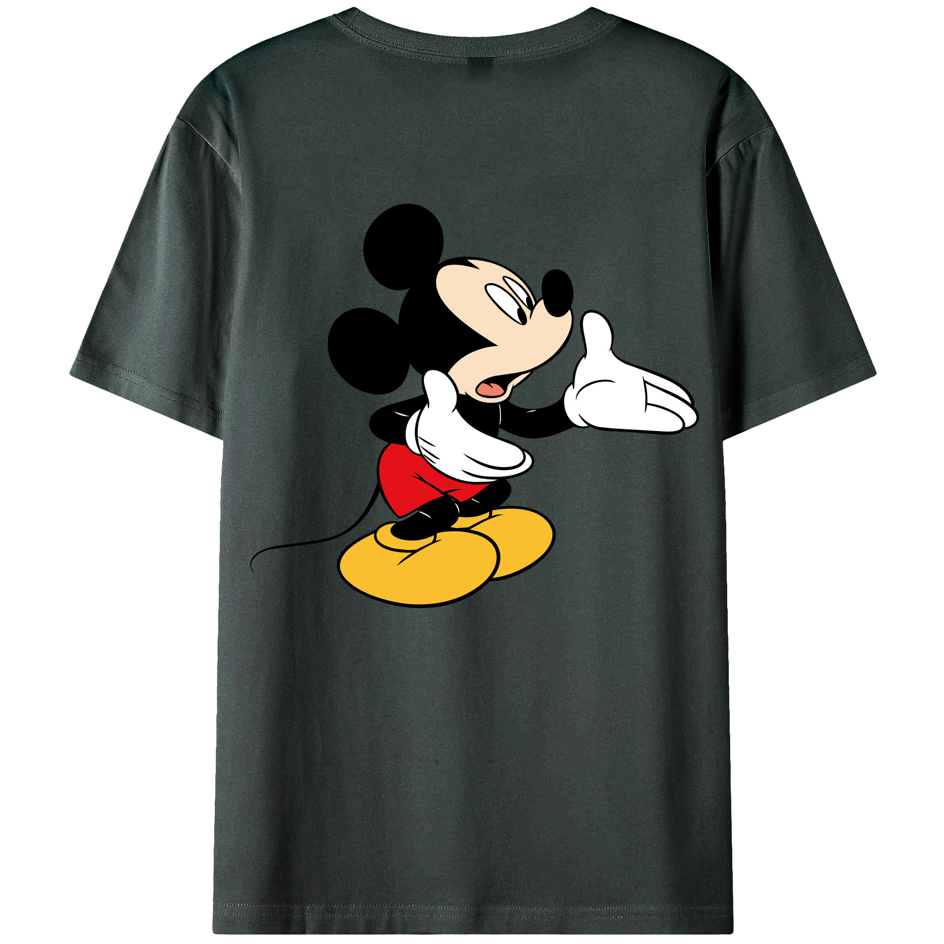 ミッキーマウス Mickey Mouse 綿100％ メンズ半袖Tシャツ（バックプリント） 通気性
